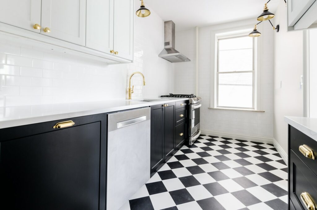 checkerboard flooring for kitchen