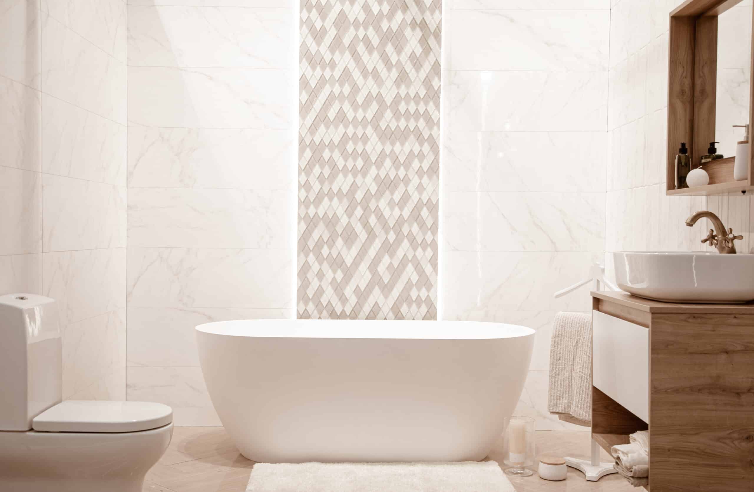 Modern bathroom interior with decorative elements